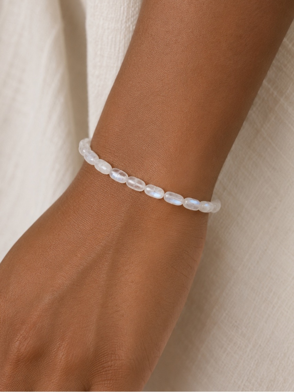 Moonstone Oval Beaded Bracelet/Anklet - Made to Order